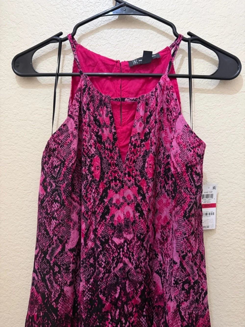 Sleeveless Pink Snake-Print Midi Dress